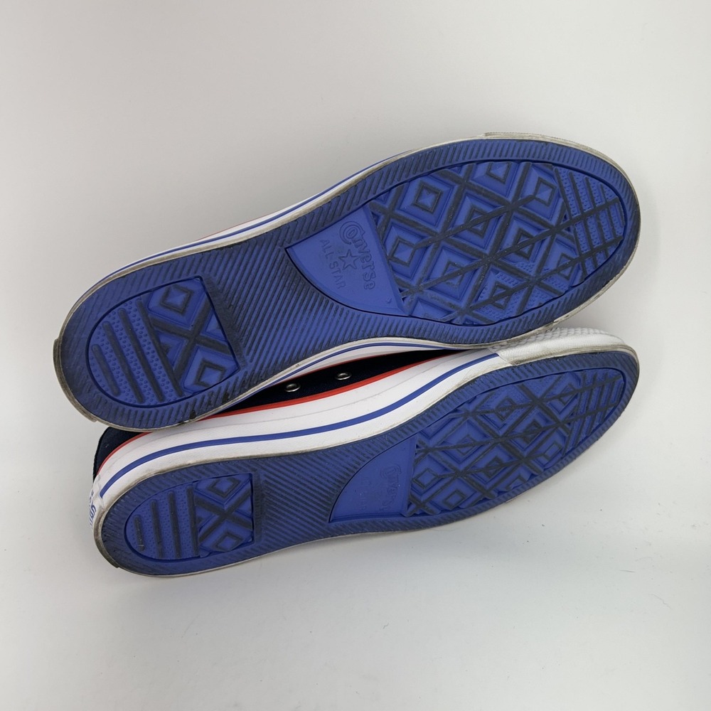 Converse Navy Canvas Slip-On Sneakers with White Toe and Red/Blue Trim - Picture 8 of 16